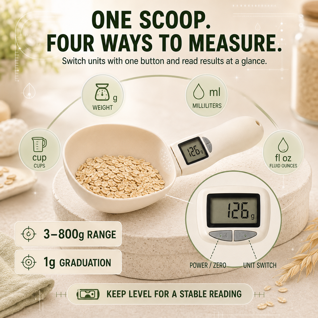 ⚡ 50% OFF Digital Kitchen Scoop Scale – Scoop, Weigh & Pour 🥄