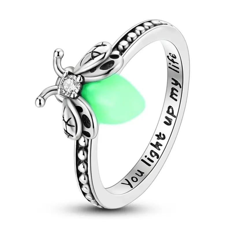 Firefly Glow Ring S925 Silver – Luminous Nature-Inspired Zircon Ring for Women