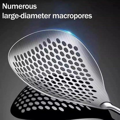 Stainless Steel Slotted Spoon with Wooden Handle – Pasta, Dumpling & Frying Skimmer