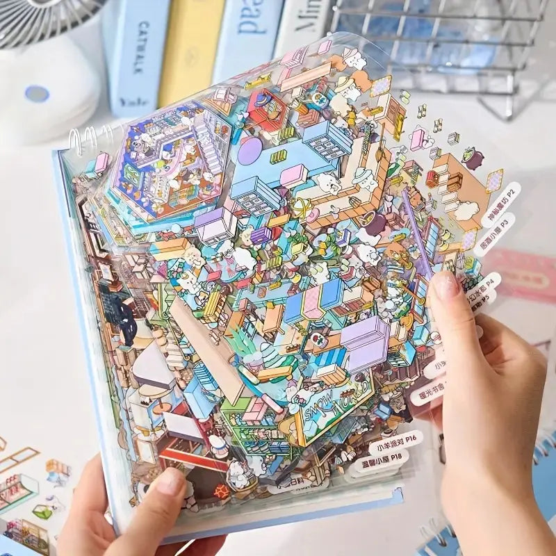 🏙️Create Your Unique Miniature World with Our 3D Scene Sticker Book ✨