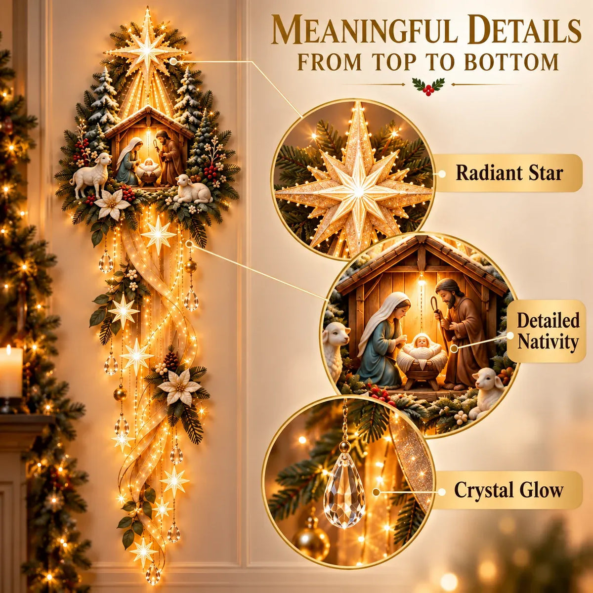 ⏳ Last Day 49% OFF – ✝️ Nativity Starfall Wall Light | Warm Golden Bethlehem Glow for Christmas Walls & Faith-Filled Homes ⭐
