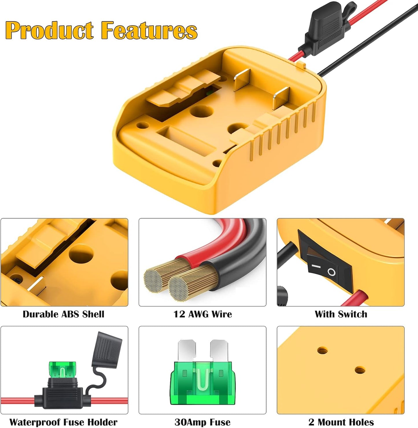 Power Wheels Adapter for Dewalt 20V Battery Adapter Power Wheels Battery Conversion Kit with Switch