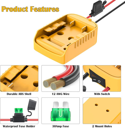 Power Wheels Adapter for Dewalt 20V Battery Adapter Power Wheels Battery Conversion Kit with Switch