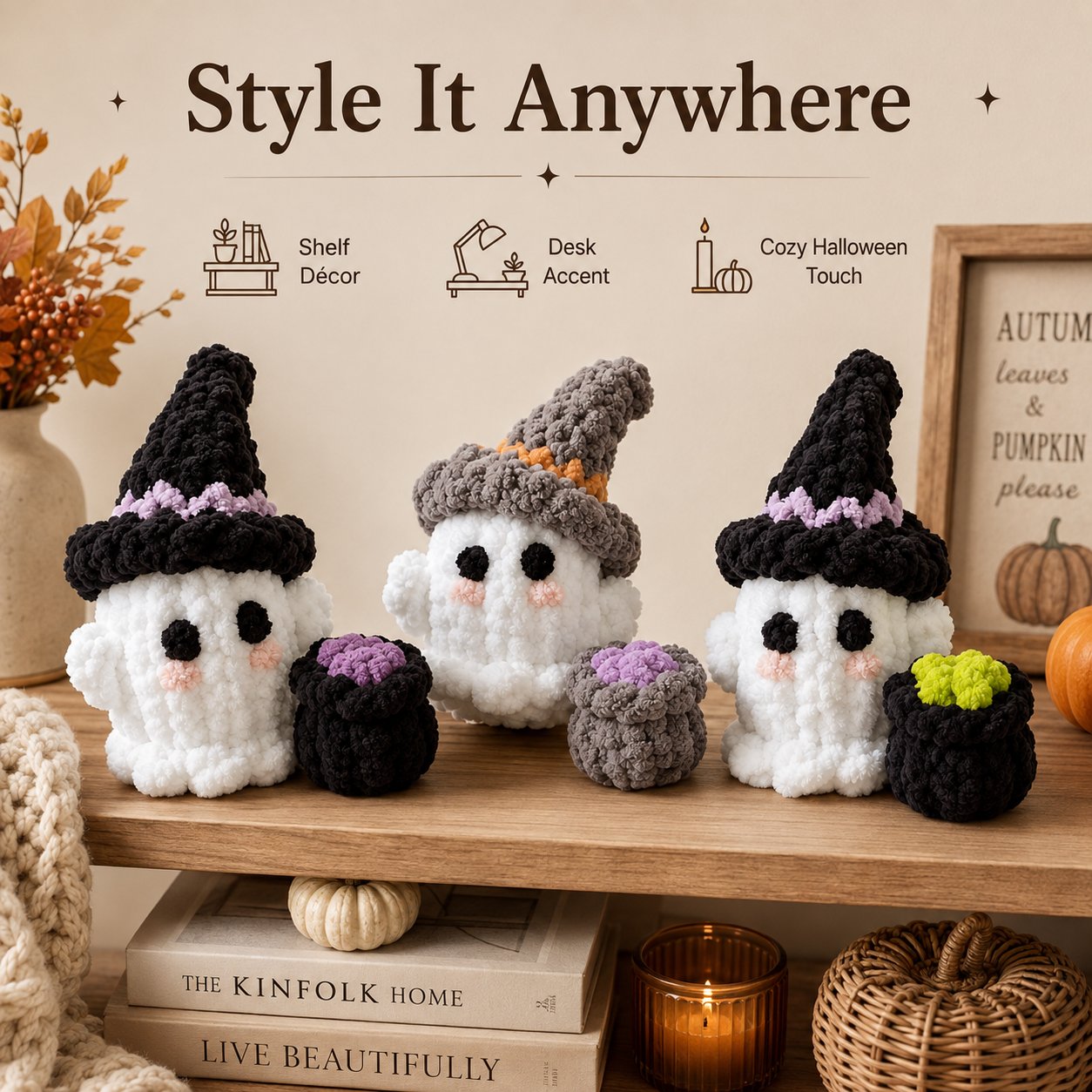 👻 Crochet Witch Ghost Decor — Cute, Cozy & Spooky! 🧙‍♀️✨