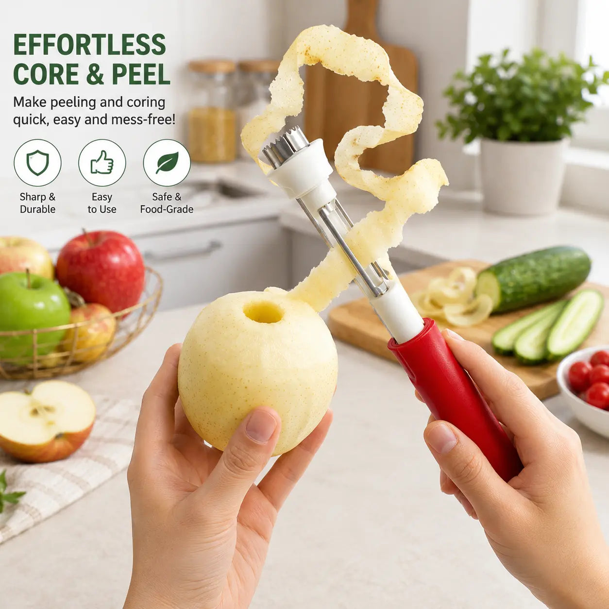 ✨Must-Have Kitchen Gadget | Core & Peel All Fruits Easily 🍐