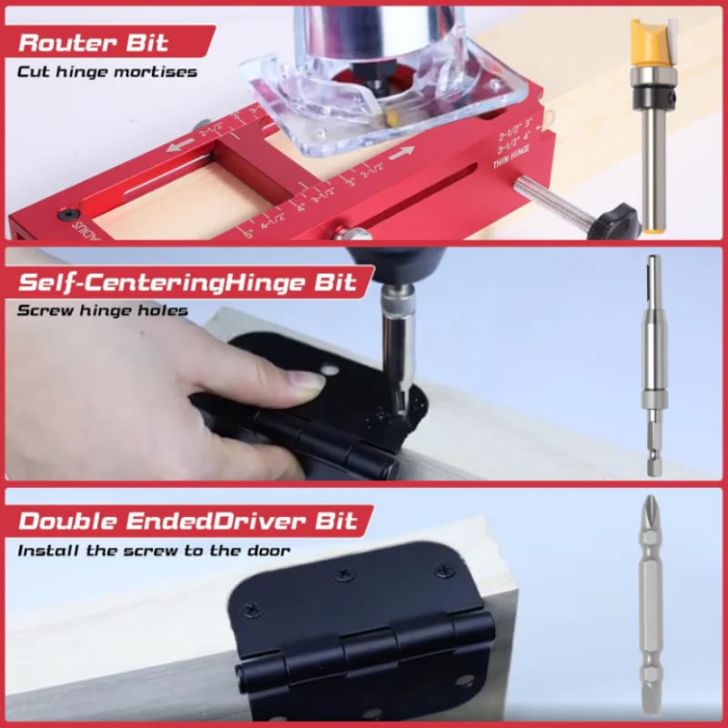🔥HOT SALE🔥Adjustable Door Hinge Mortise Jig Kit