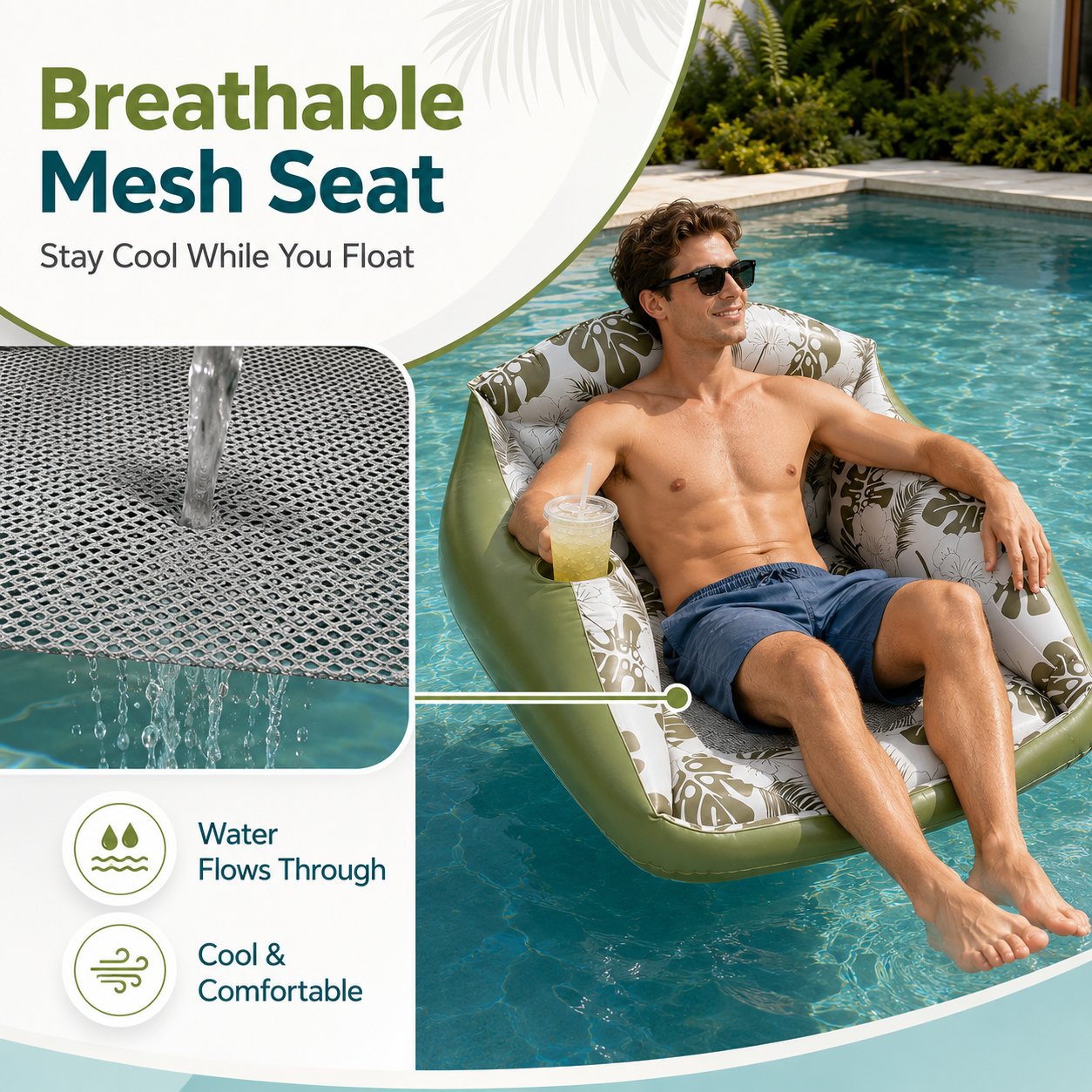 🔥HOT SALE🔥🛋️ 3-in-1 Inflatable Pool Lounge Chair