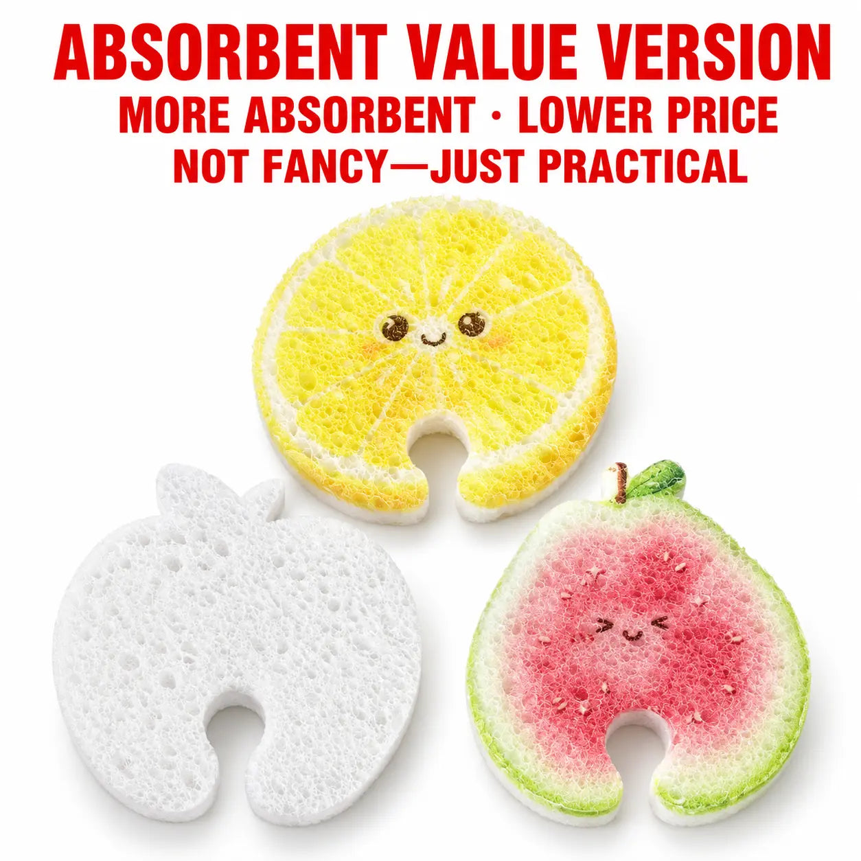3-Pack Compressed Cellulose Sponges, Fruit-Shaped Natural Pop-Up Dish Sponges ✅