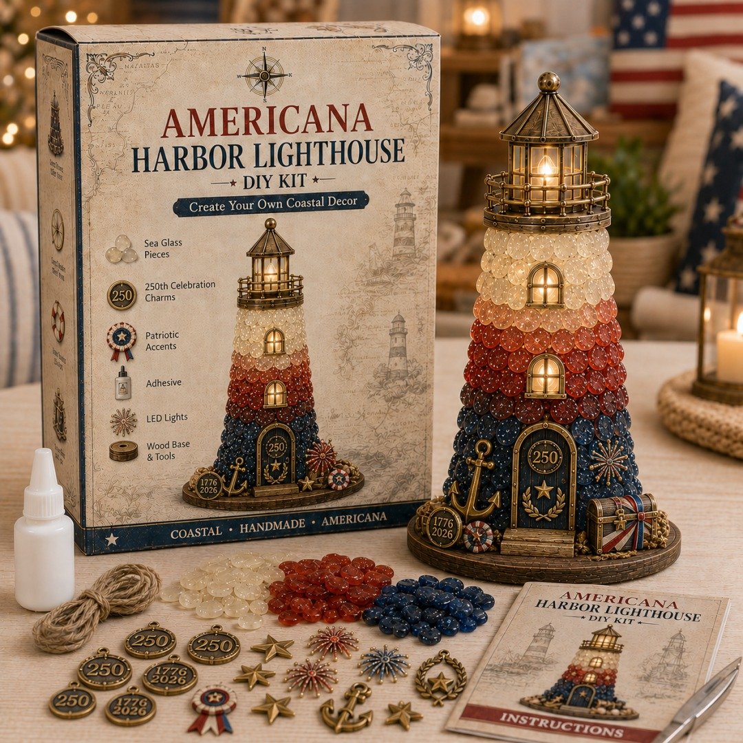 ⏳ Last Day 49% OFF – 🌊 Beginner-Friendly DIY Lighted Sea Glass-Style Lighthouse Kit Collection | Complete Kit with Sea Glass-Style Pieces, LED Lights & Step-by-Step Guide Included 💕