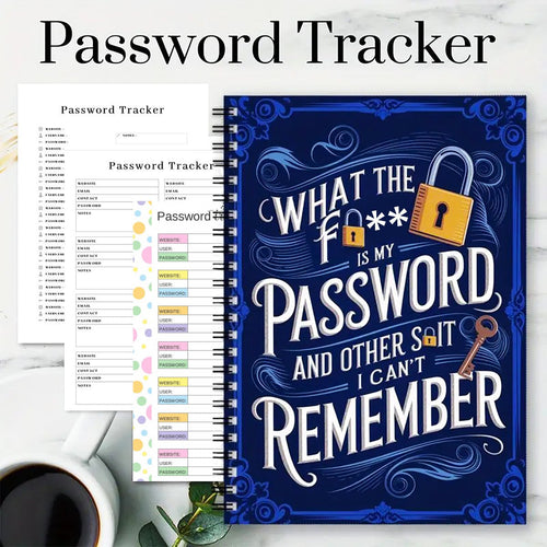 🔥📅Funny Password Notebook - Spiral Bound with Lock Icons & Funny Security Phrases✍️