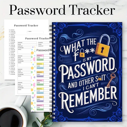 🔥📅Funny Password Notebook - Spiral Bound with Lock Icons & Funny Security Phrases✍️