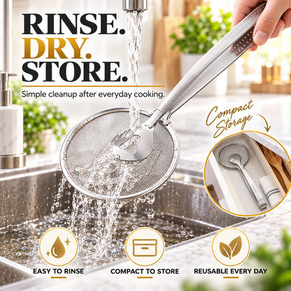 2-in-1 Spider Strainer Tongs – Stainless Steel Frying & Draining Tool