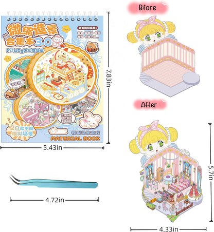🏙️Create Your Unique Miniature World with Our 3D Scene Sticker Book ✨