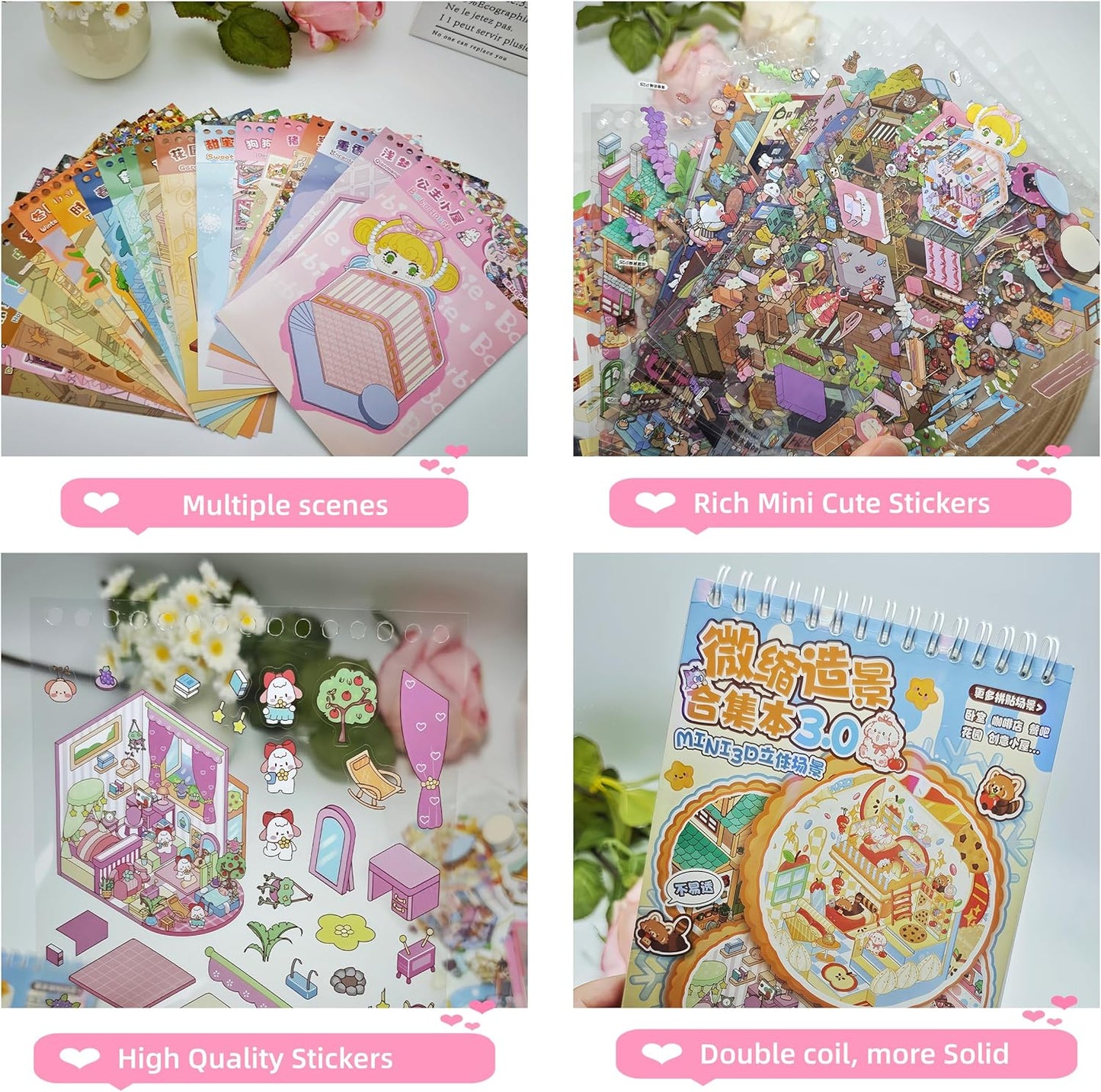 🏙️Create Your Unique Miniature World with Our 3D Scene Sticker Book ✨