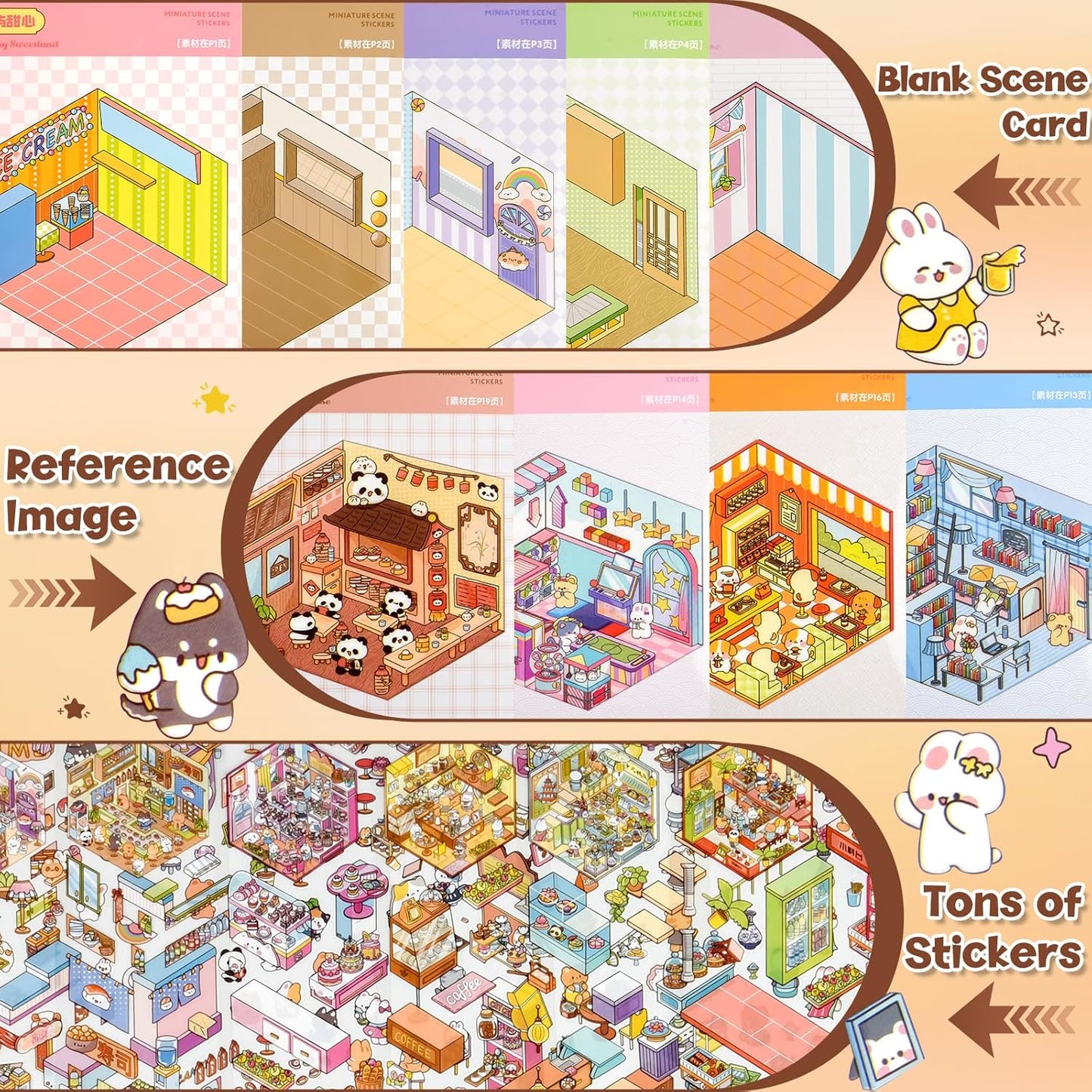 🏙️Create Your Unique Miniature World with Our 3D Scene Sticker Book ✨