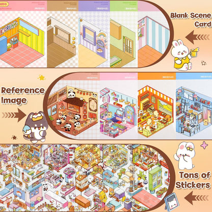 🏙️Create Your Unique Miniature World with Our 3D Scene Sticker Book ✨