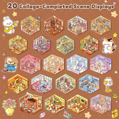 🏙️Create Your Unique Miniature World with Our 3D Scene Sticker Book ✨