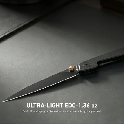 🔥CJRB Lanky 1.36oz Ultra-Light Gentleman's Folder – AR-RPM9 Wharncliffe Blade & Slim Aluminum Design for Elegant Everyday Carry and Outdoor Use.