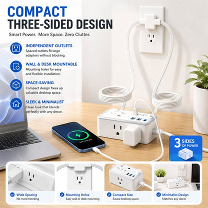 ⚡ Dual Extension Cable – 12-Foot Splitter with USB & AC Ports
