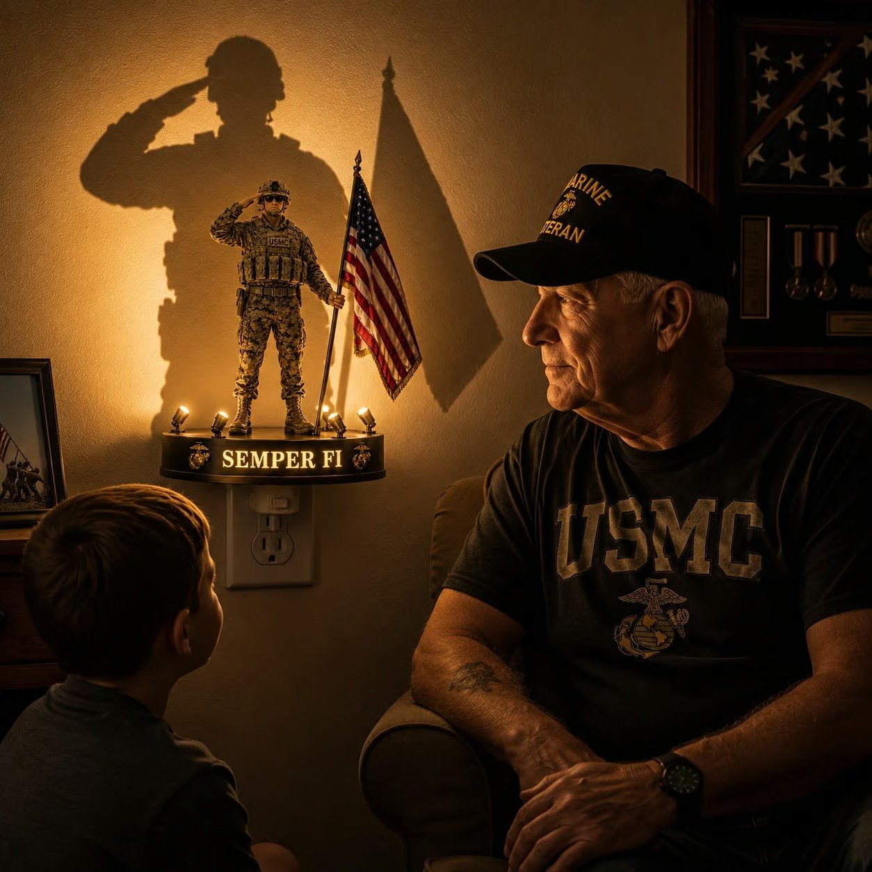 🔥LAST DAY 49% OFF- 🎇U.S. Marine Corps Semper Fi Shadow Night Light