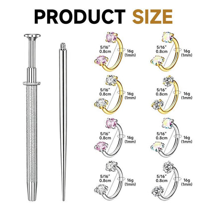 14K Gold Plated CZ Horseshoe Nose Rings – 16G, 1mm