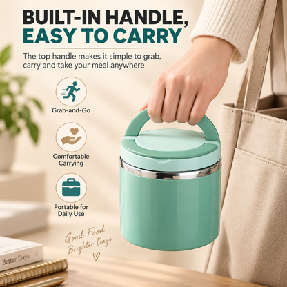 Insulated Stainless Steel Lunch Container with Carry Handle – Leak-Resistant Thermal Food Jar