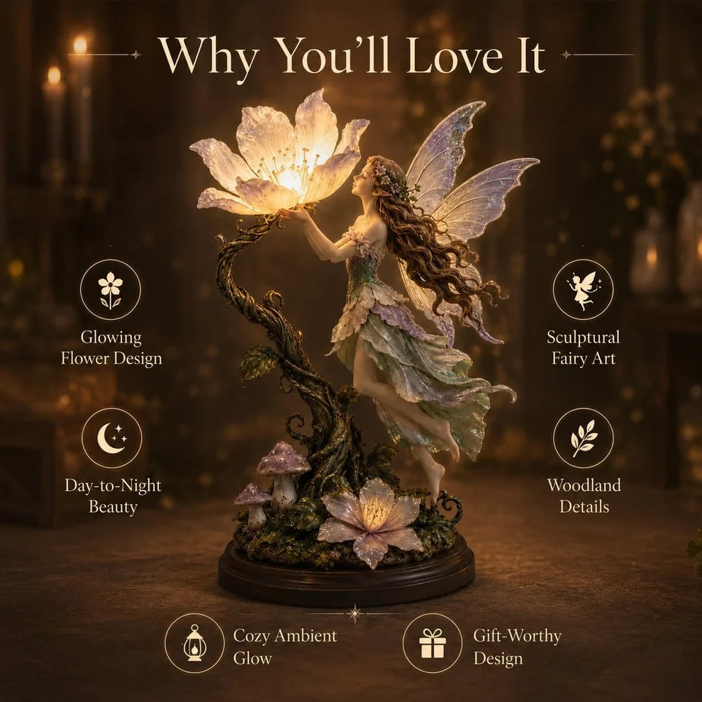 🧚🌺 Glowing Fairy Garden Sculpture – Magical Floral Ambient Light for Cozy Spaces 🌙