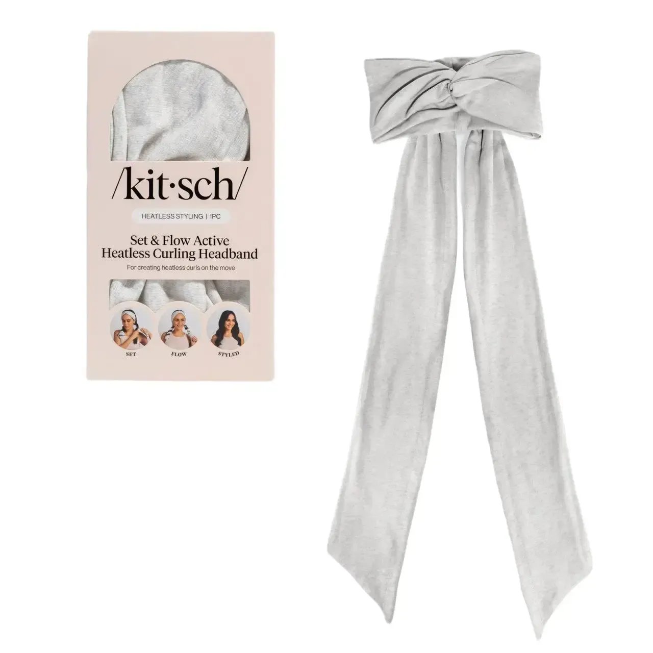 💆‍♀️Heather Gray Active Curling Headband – Heatless Hair Curler for Soft Waves & Curls