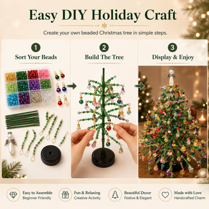 🎄Mini Tabletop DIY Beaded Christmas Tree Craft Kit | Handmade Holiday Home Decor