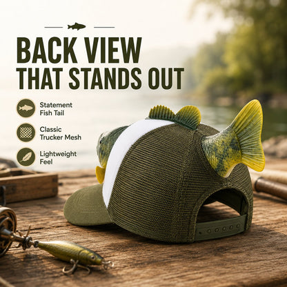 Funny 3D Bass Fish Trucker Hat – Unique Gift for Dads & Fishing Lovers