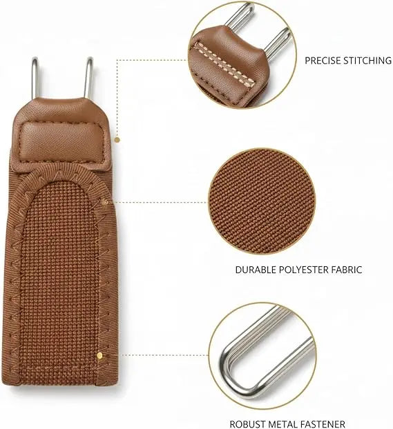 2PCS Adjustable Buckle-Free Elastic Belt, Invisible Metal Hook Waist Belt for Men & Women