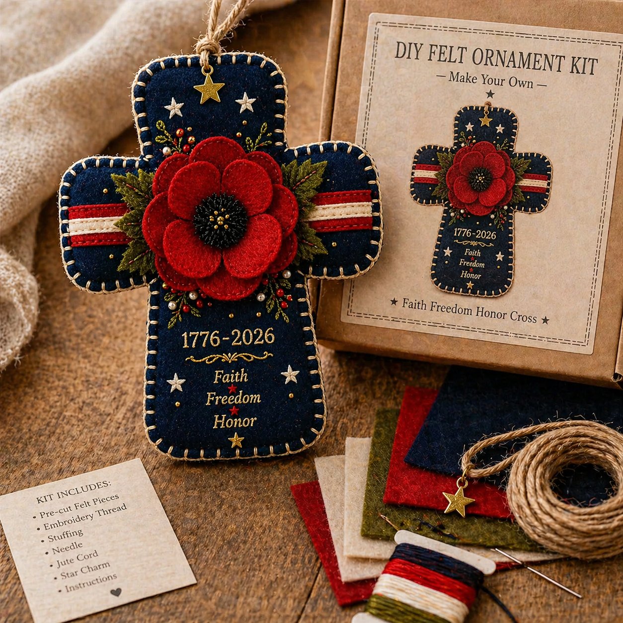 🎉DIY Patriotic flower Cross Ornament Kit