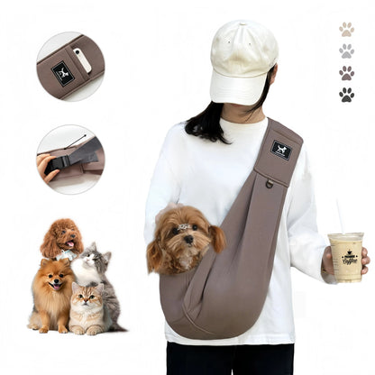 🐾Dog & Cat Sling Carrier - Adjustable Padded Shoulder,Portable Buckle-Snap-Safety Rope Hook-Loop Design