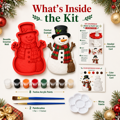 🎄 DIY Christmas Mold & Paint Craft Kit | Reusable 3D Mold with 8 Acrylic Paints, 2 Brushes & Festive Detail Guide 🎨✨