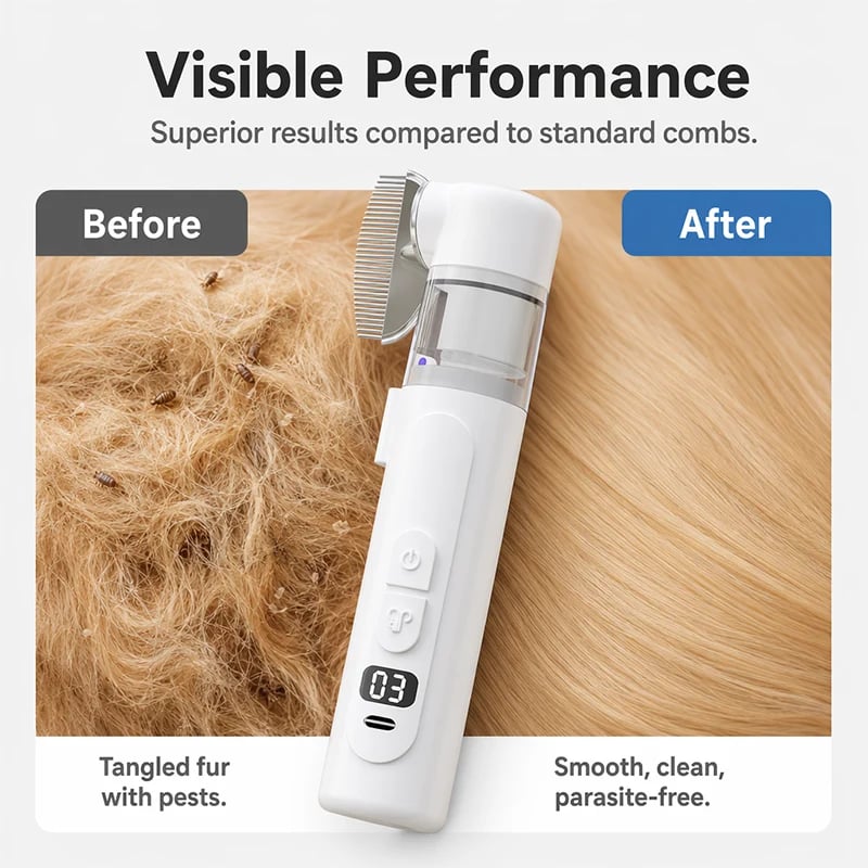 Electric Pet Flea Remover and Detangling Comb
