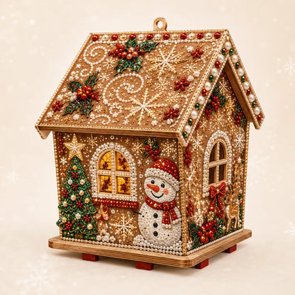 🎄Christmas Pearl Cottage Art Kit | Pre-Cut Wooden Panels, Sparkling Rhinestones, Pearl Beads & Complete Tools for a 3D Holiday House ✨