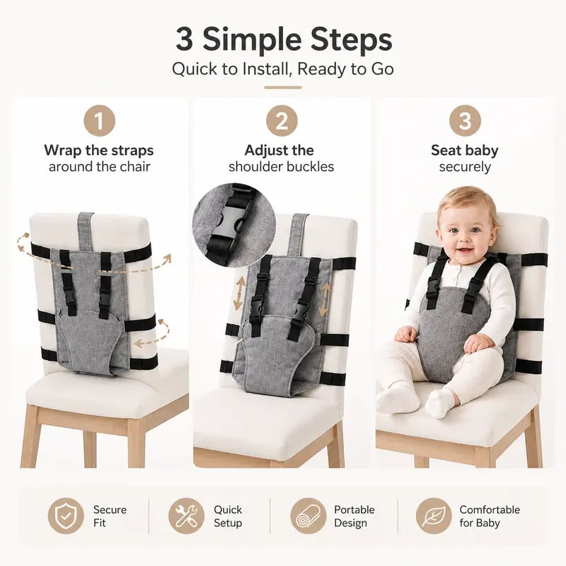 Foldable Portable Baby Chair Harness