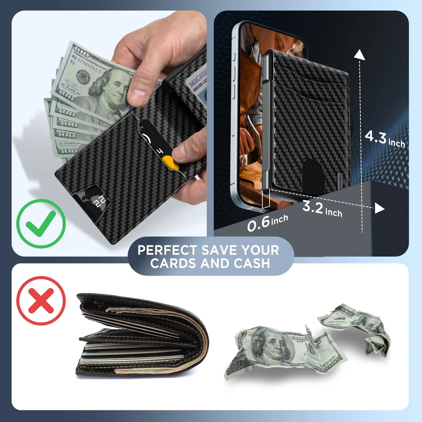 🧳Men's wallet - Pop-up card holder, cash slot and credit card slot