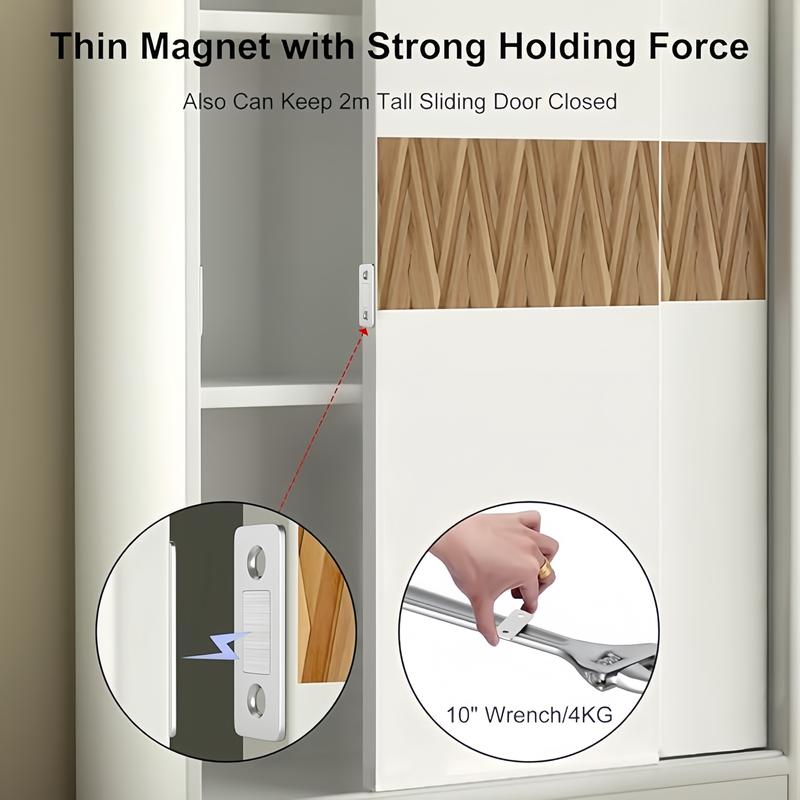 16 Pair Counts Cupboard Magnetic Catch without Punching, 3-Step Stick-On Install - No Tools Needed