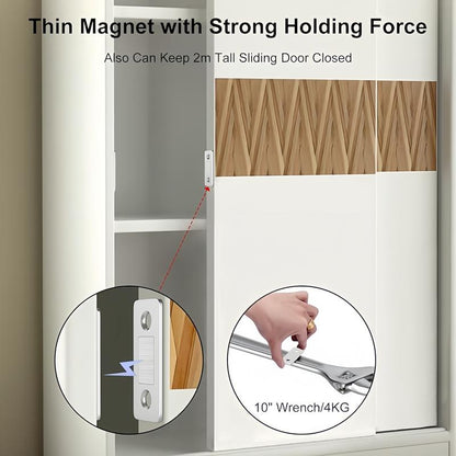 16 Pair Counts Cupboard Magnetic Catch without Punching, 3-Step Stick-On Install - No Tools Needed