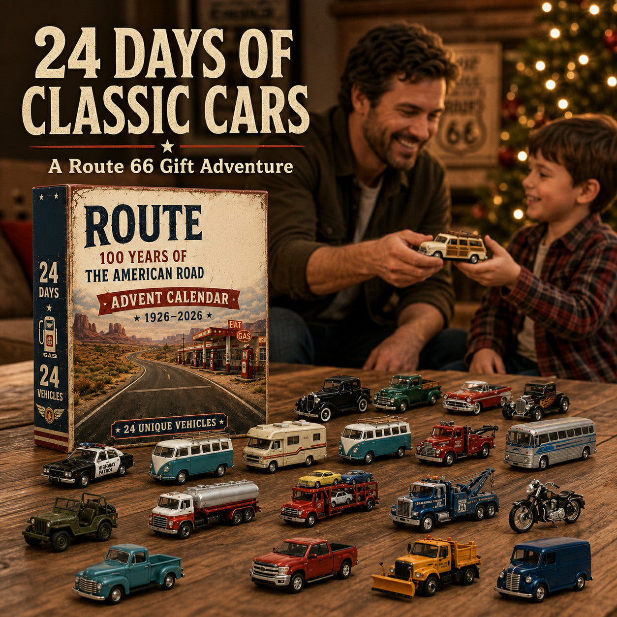 ✨ Route 66 Centennial Advent Calendar – 24 Days of American Road Legends | 1926–2026 Collector’s Edition