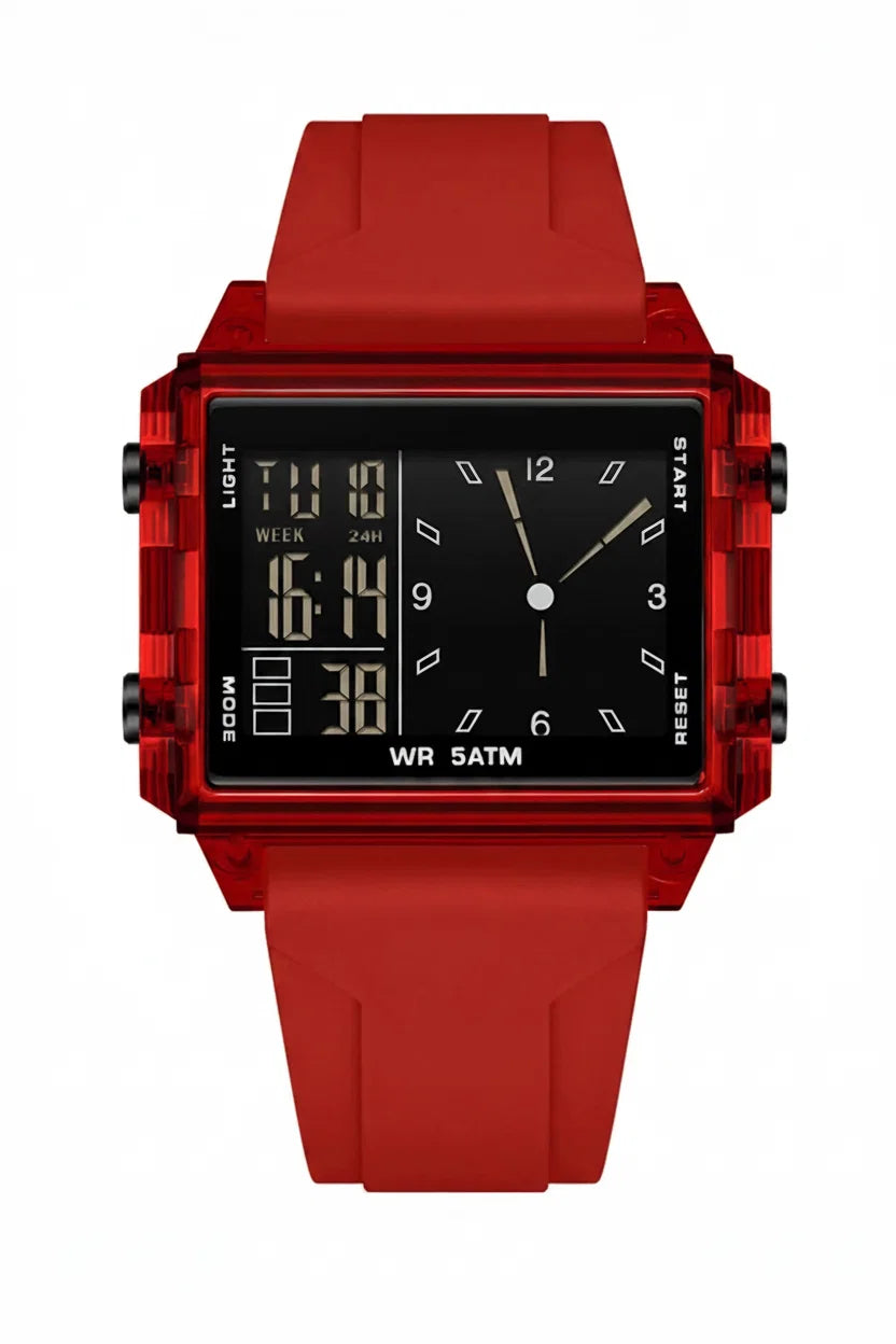 Analog-Digital Sport Watch – Waterproof, Luminous & Multi-Function