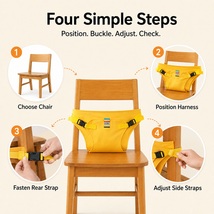 Portable Baby Chair Harness Safety Belt — Foldable Toddler Dining Seat for Travel & Restaurants
