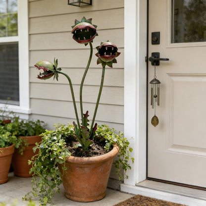 🎉Father's Day last day discount 🎈Whimsical Metal Venus Flytrap Garden Stake – Handcrafted Outdoor Carnivorous Plant Decor – Unique Gardening Gift🎁