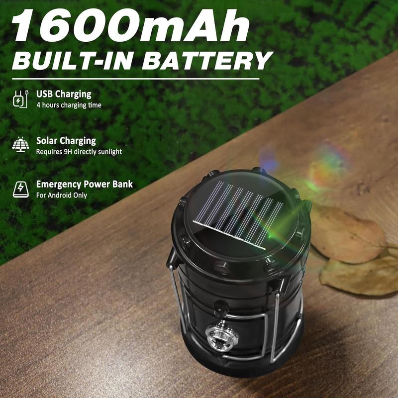 Collapsible Solar Rechargeable LED Camping Lantern & Flashlight