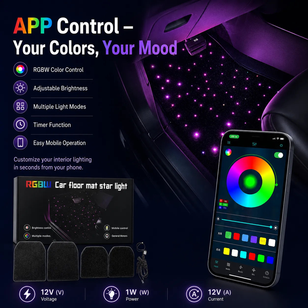 ✨ LED Starlight Car Floor Mats — Light Up Every Drive in Style! 🚗🌌