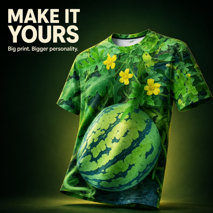 🍉 Funny 3D Watermelon Belly T-Shirt – Summer Novelty Graphic Tee