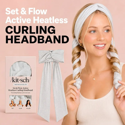 💆‍♀️Heather Gray Active Curling Headband – Heatless Hair Curler for Soft Waves & Curls