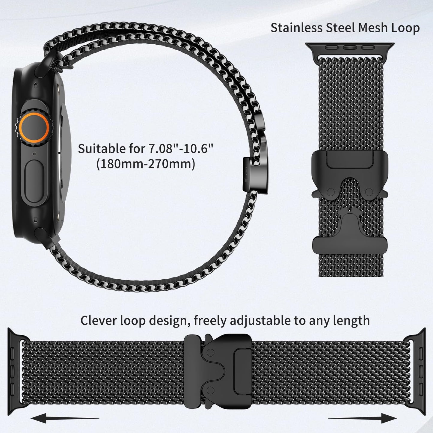 2026 Titanium Milanese Suitable for Apple Watch Band – Apple Watch Ultra 2 & Series 5–10 (49mm)
