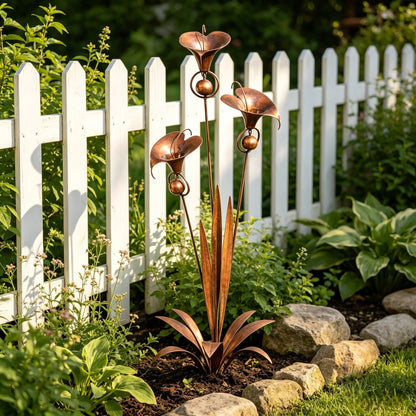 Copper Calla Lily Garden Chime Set – A Peaceful Touch for Flower Lovers 🌿🔔